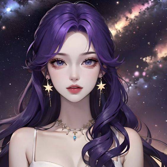 梦幻冰紫色星空少女古风头像_6