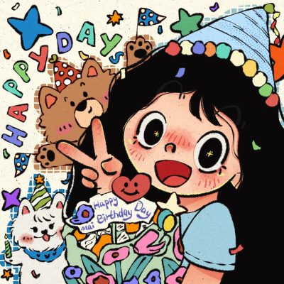 女孩过生日专用微信头像 happybirthday卡通头像