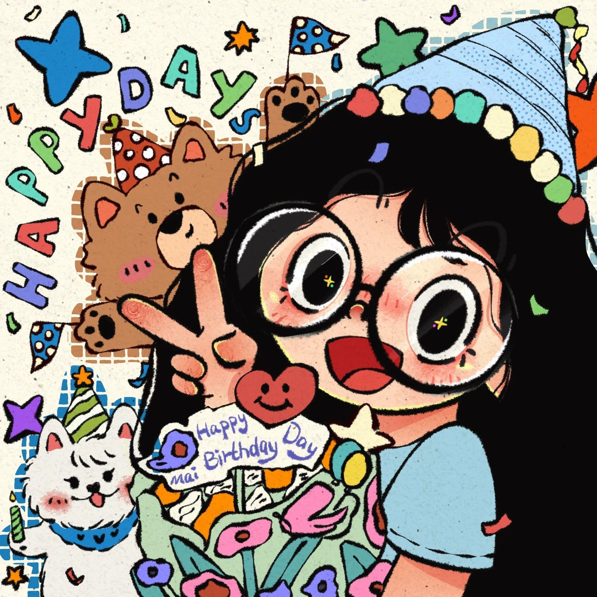 女孩过生日专用微信头像 happybirthday卡通头像_2