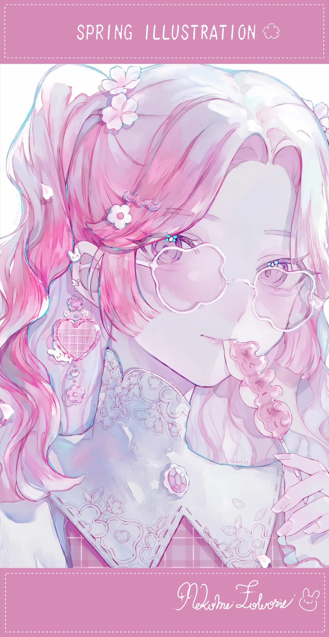 樱花粉二次元梦幻少女  精致而清透的妆容_1