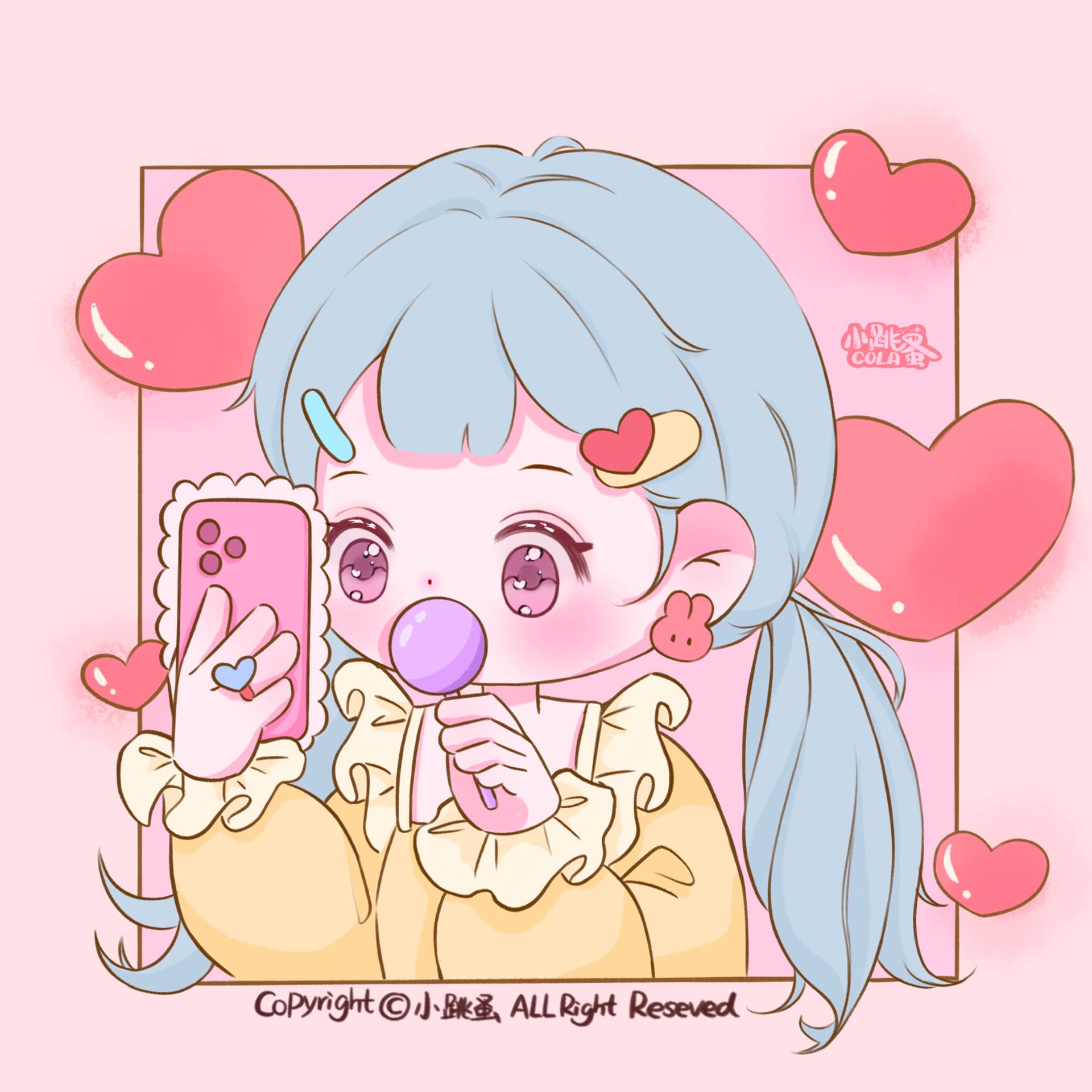 甜美可爱卡通闺蜜头像 少女心粉色系卡通女头_1