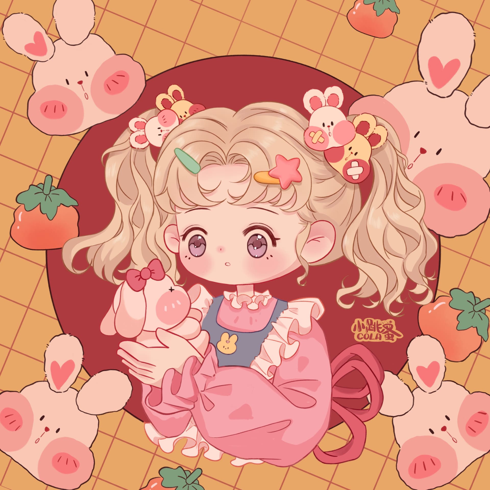 甜美可爱卡通闺蜜头像 少女心粉色系卡通女头_6