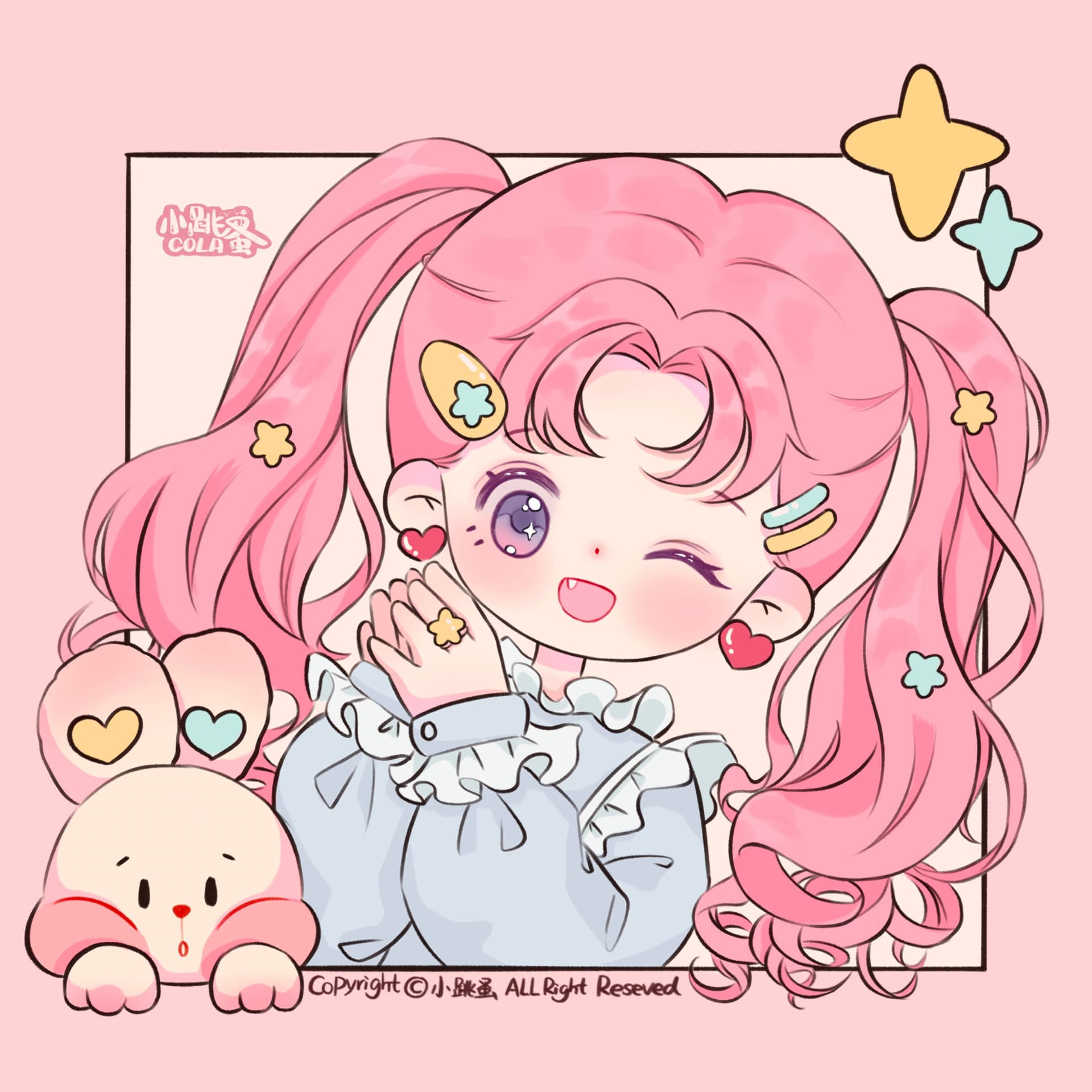 甜美可爱卡通闺蜜头像 少女心粉色系卡通女头_8