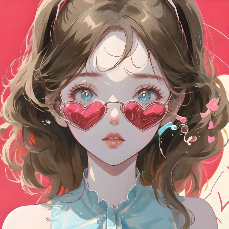 AI绘画心形墨镜女孩头像 灵动 仙气 高质量女生头像_13