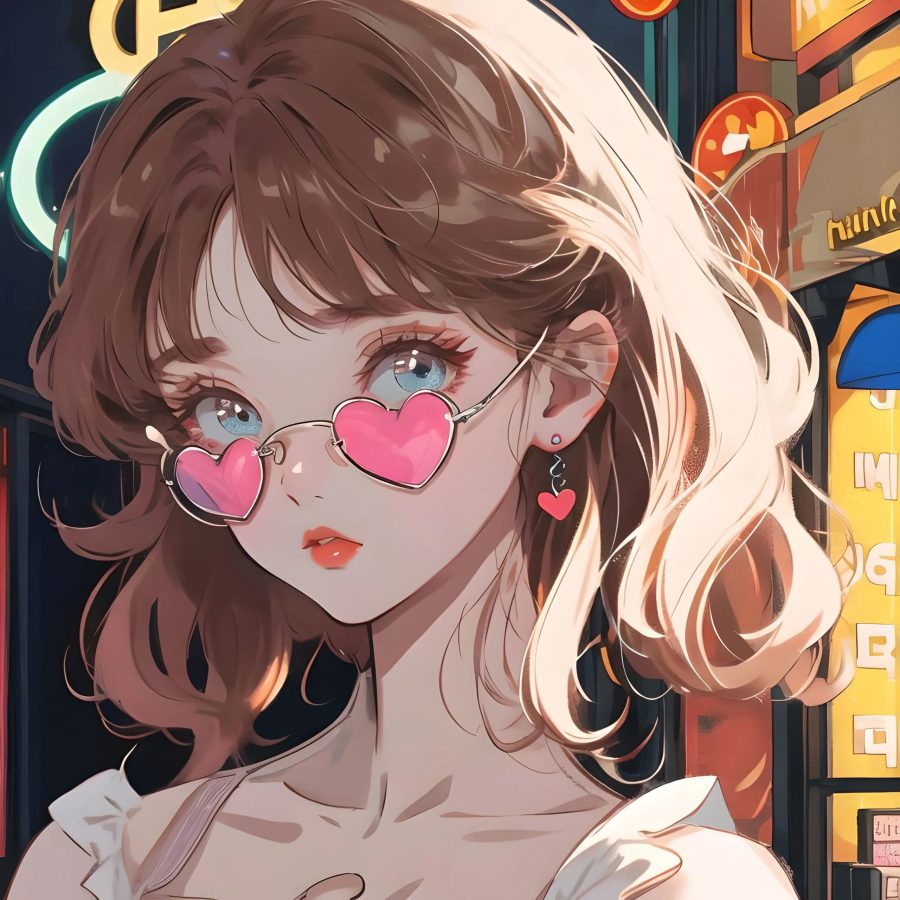 AI绘画心形墨镜女孩头像 灵动 仙气 高质量女生头像_9