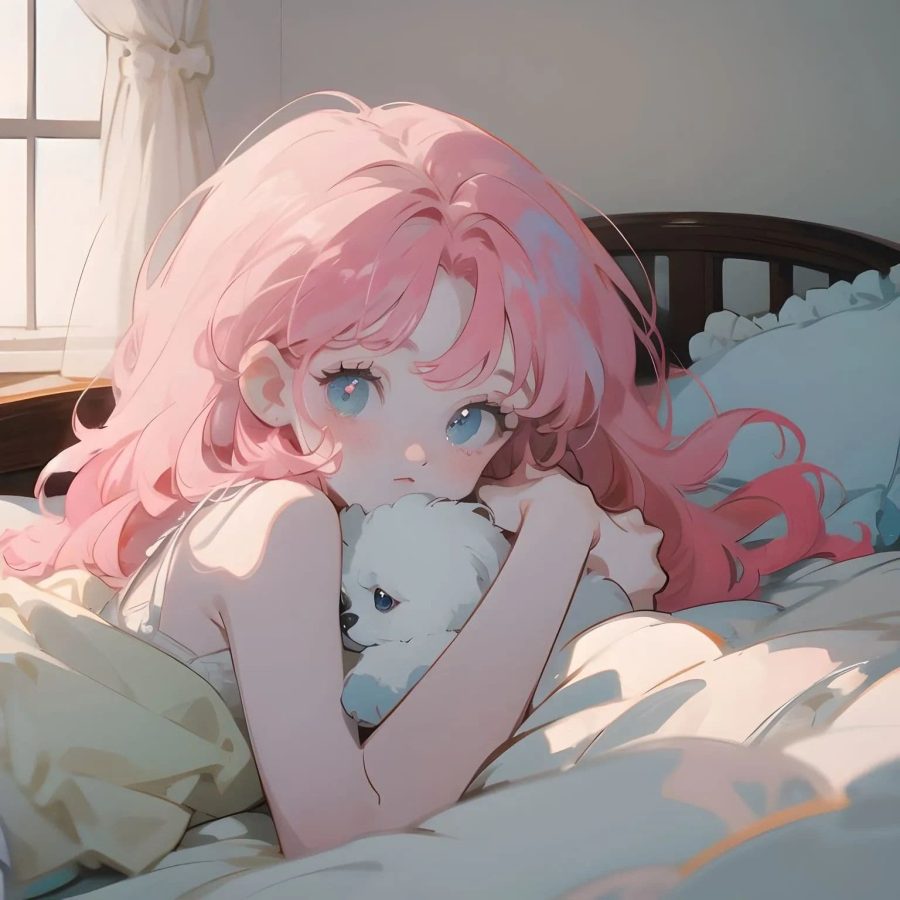 可爱女生抱着狗狗的卡通头像 怀里抱狗狗的女生头像_2
