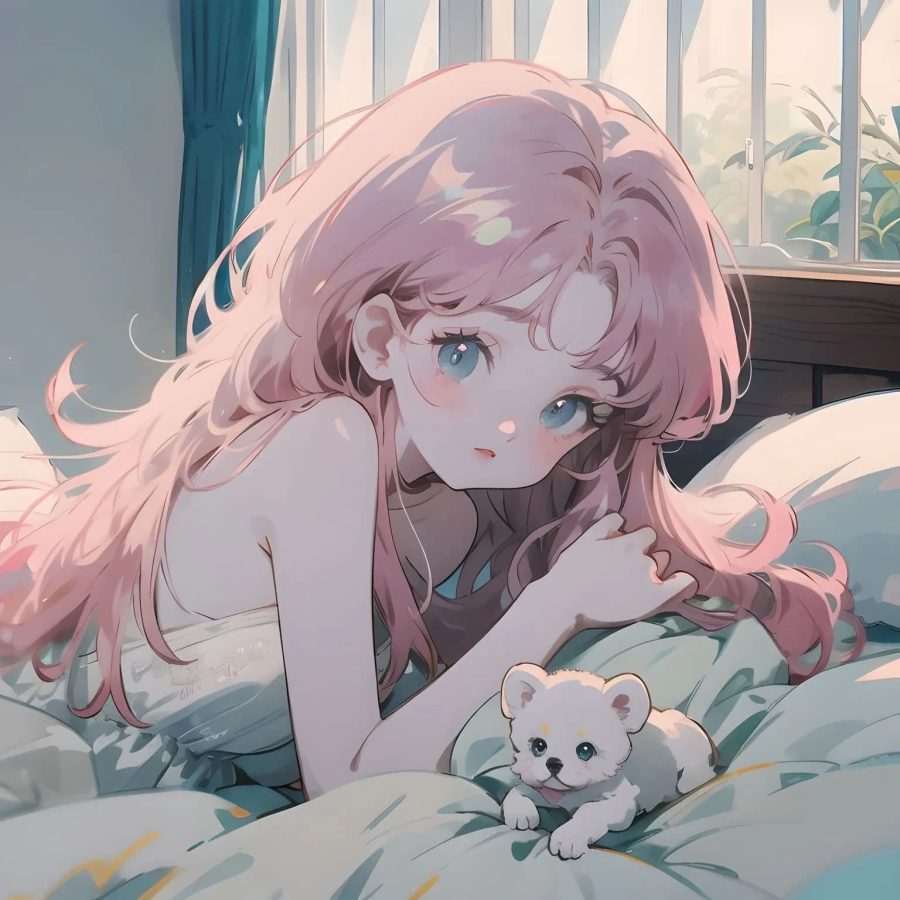 可爱女生抱着狗狗的卡通头像 怀里抱狗狗的女生头像_3