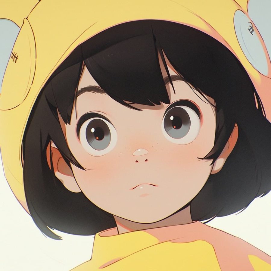 戴头盔的小女孩AI绘图卡通动漫风,可爱灵动优质头像_1
