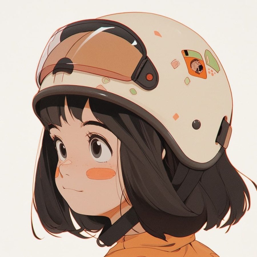 戴头盔的小女孩AI绘图卡通动漫风,可爱灵动优质头像_2