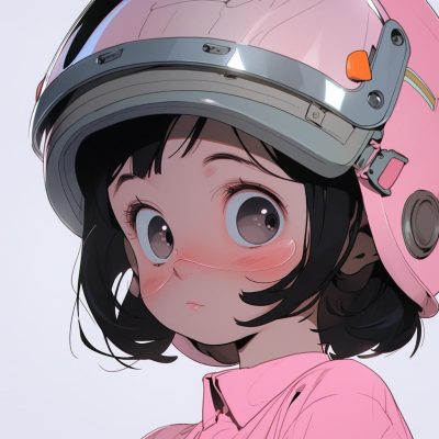 戴头盔的小女孩AI绘图卡通动漫风,可爱灵动优质头像