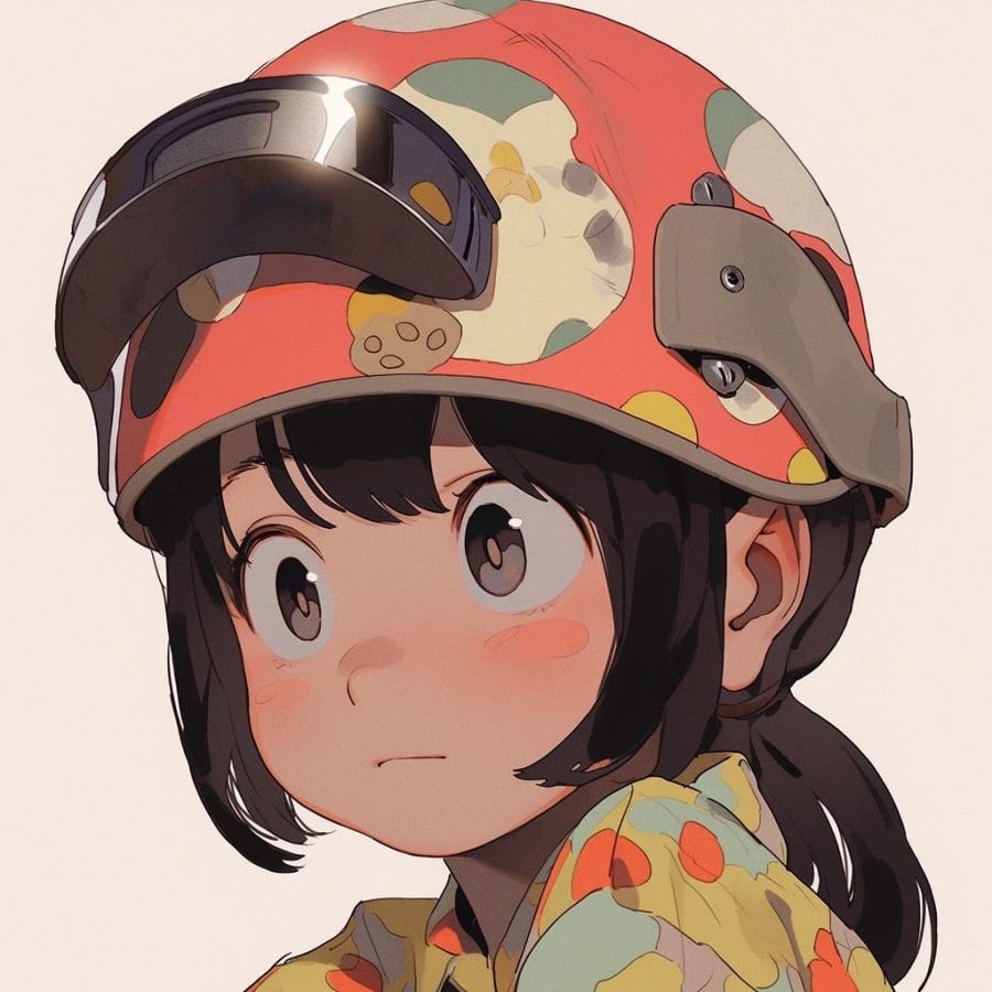 戴头盔的小女孩AI绘图卡通动漫风,可爱灵动优质头像_4