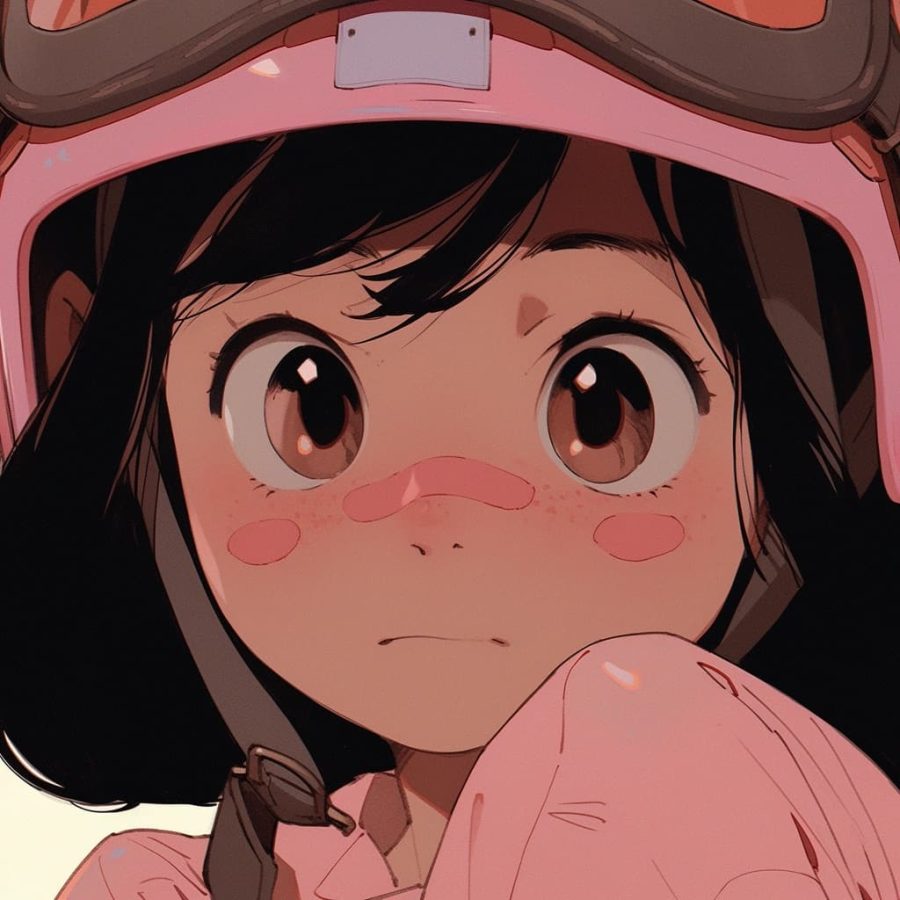 戴头盔的小女孩AI绘图卡通动漫风,可爱灵动优质头像_5