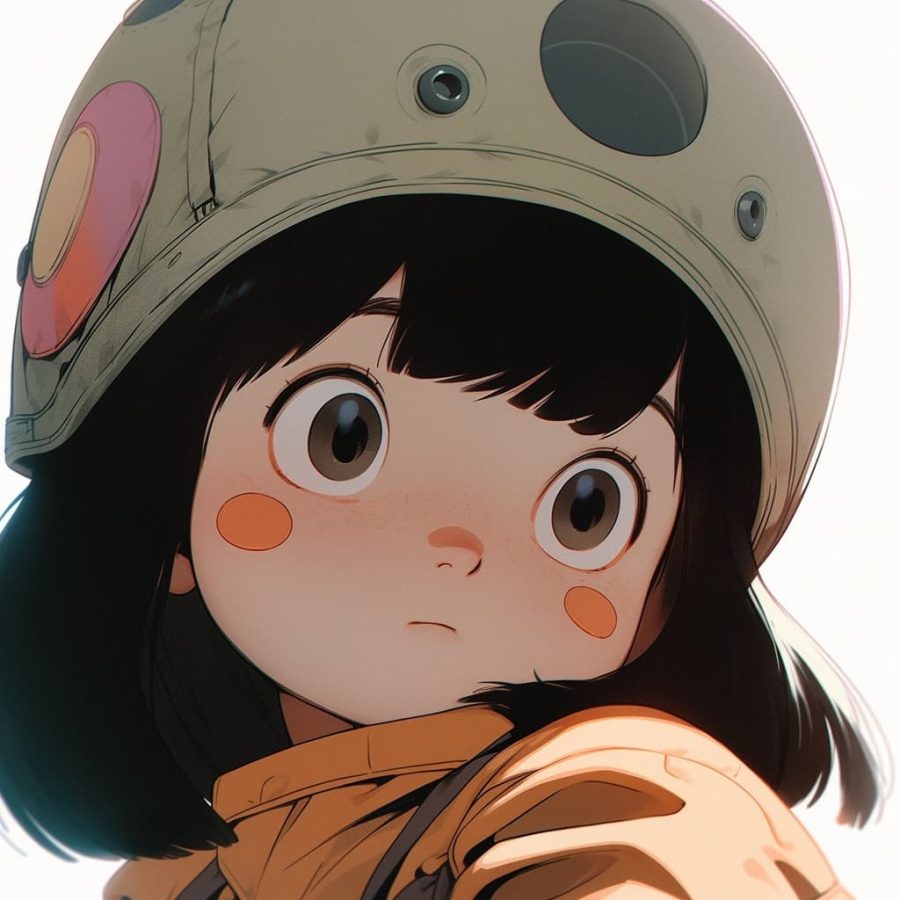 戴头盔的小女孩AI绘图卡通动漫风,可爱灵动优质头像_7
