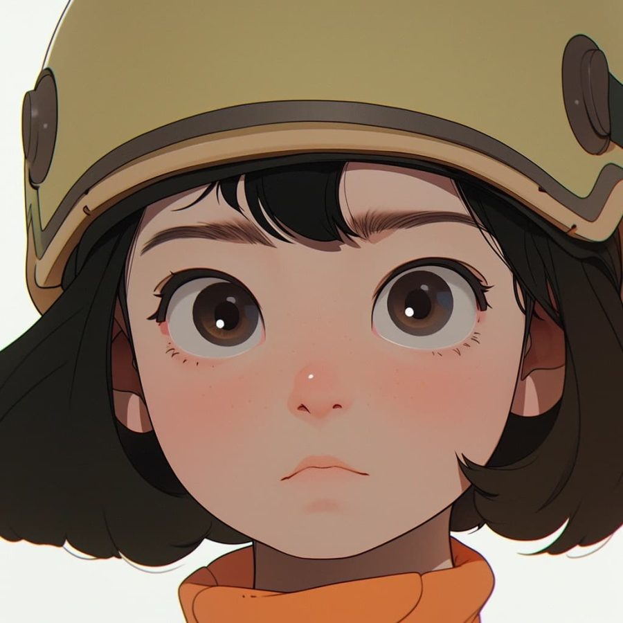 戴头盔的小女孩AI绘图卡通动漫风,可爱灵动优质头像_8