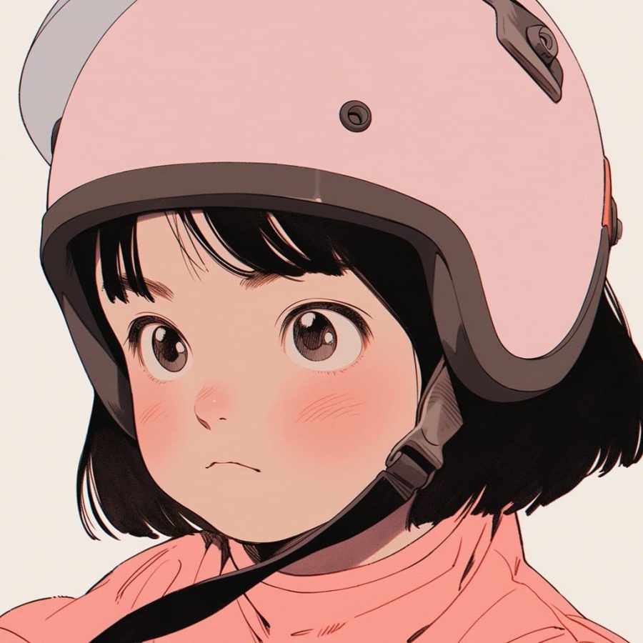 戴头盔的小女孩AI绘图卡通动漫风,可爱灵动优质头像_9