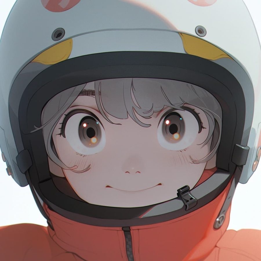 戴头盔的小女孩AI绘图卡通动漫风,可爱灵动优质头像_11