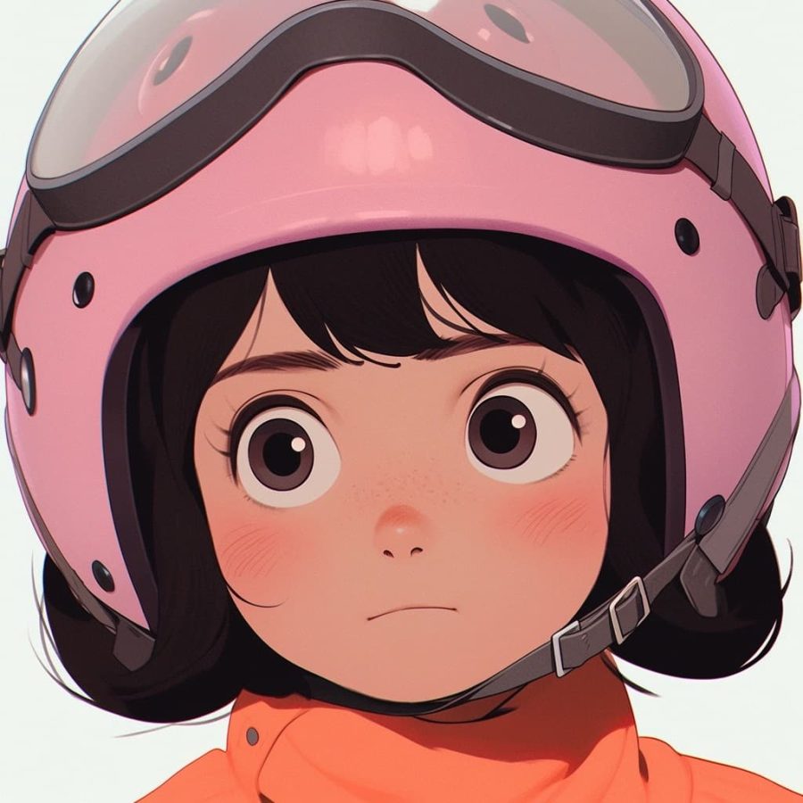 戴头盔的小女孩AI绘图卡通动漫风,可爱灵动优质头像_15