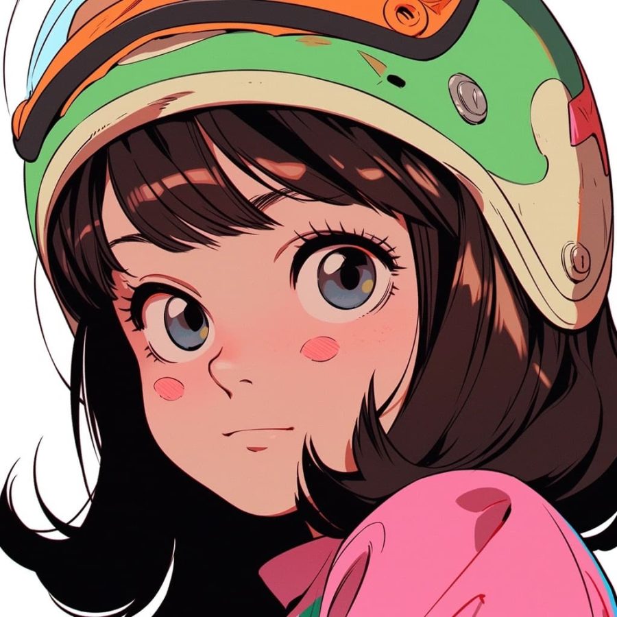 戴头盔的小女孩AI绘图卡通动漫风,可爱灵动优质头像_16