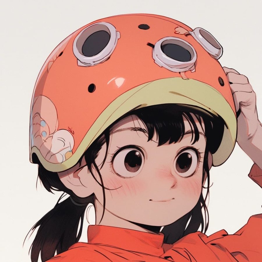 戴头盔的小女孩AI绘图卡通动漫风,可爱灵动优质头像_17