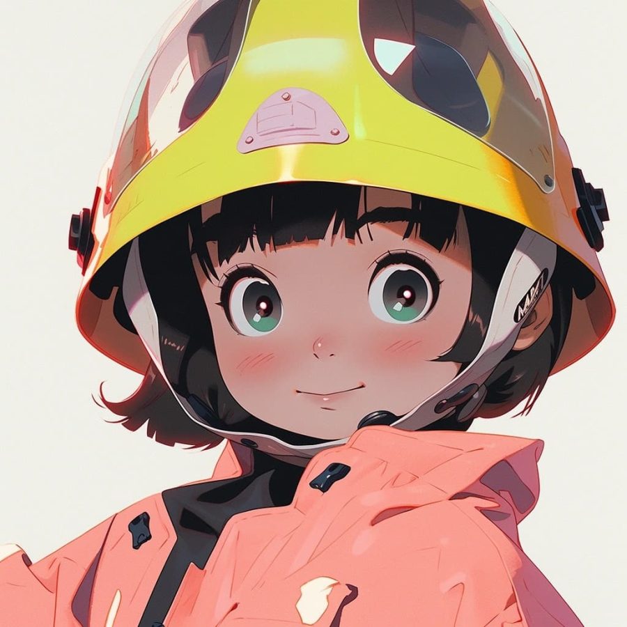 戴头盔的小女孩AI绘图卡通动漫风,可爱灵动优质头像_19
