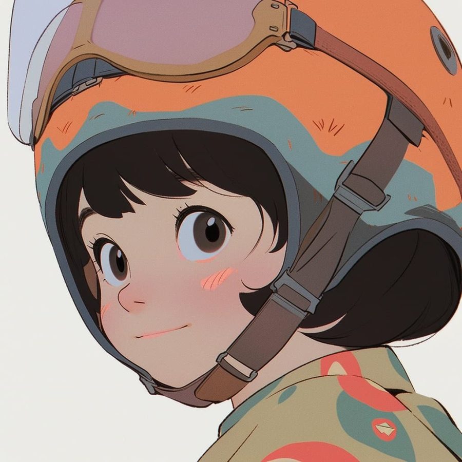 戴头盔的小女孩AI绘图卡通动漫风,可爱灵动优质头像_20