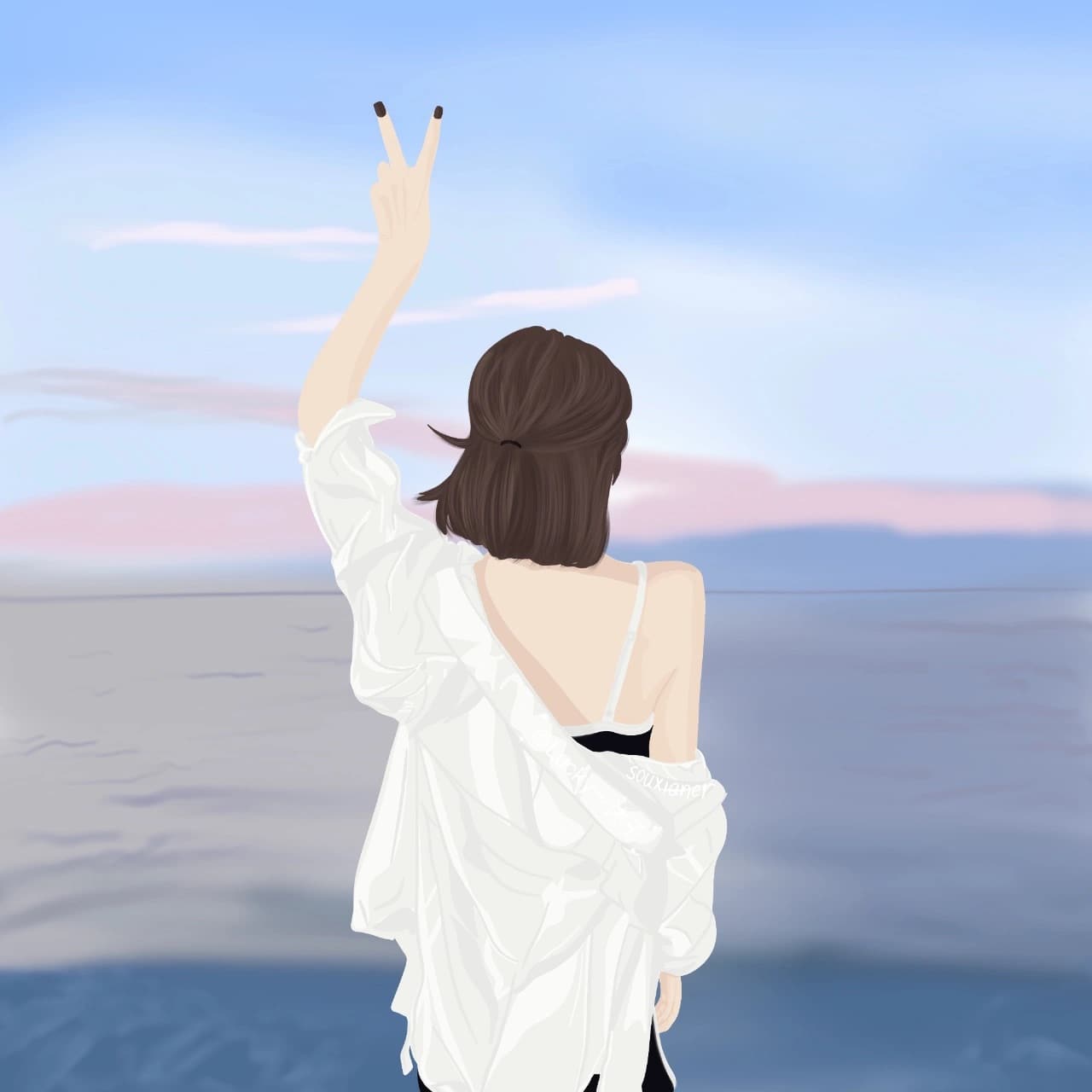 美女图片微信头像背影短发_10