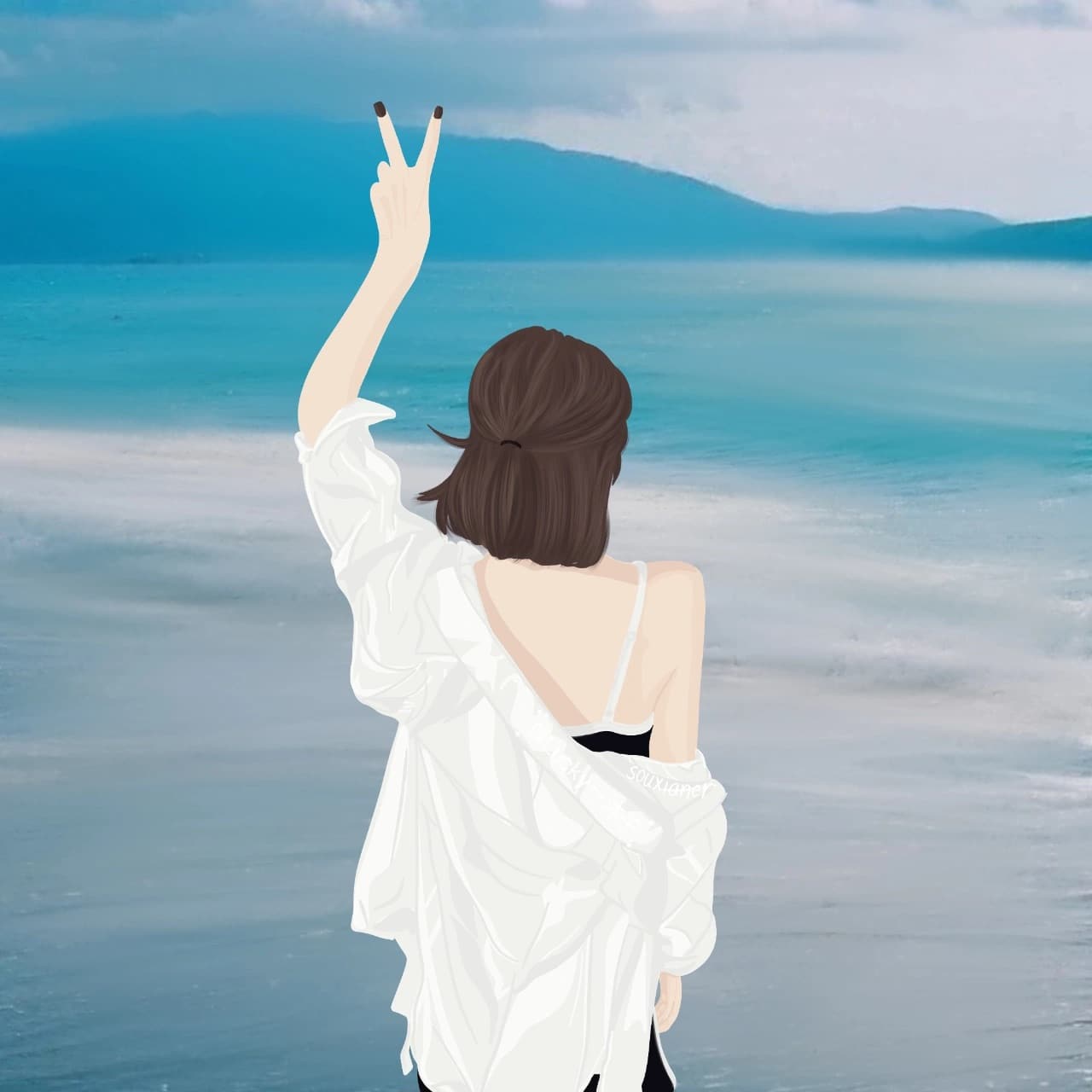 美女图片微信头像背影短发_11