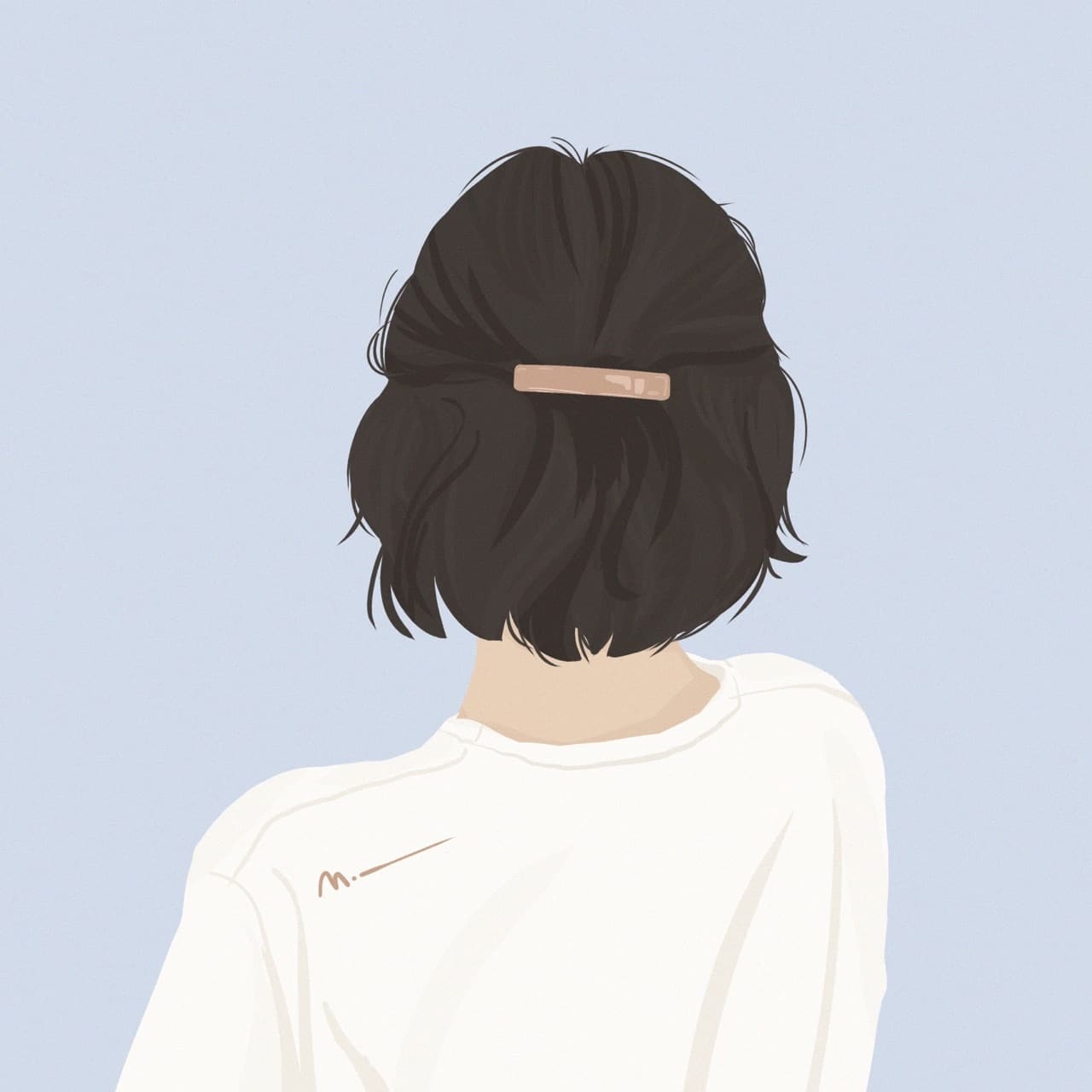 美女图片微信头像背影短发_12