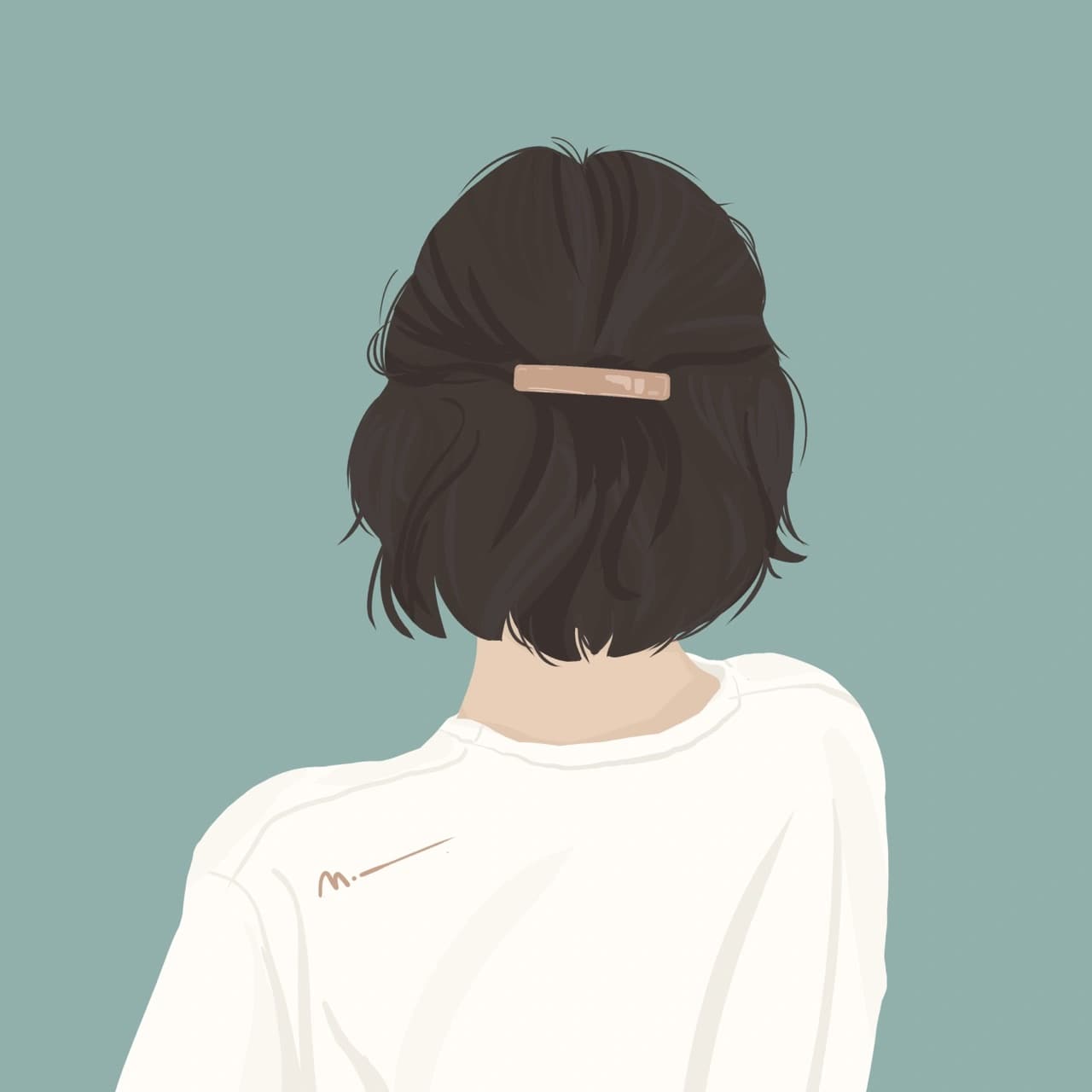 美女图片微信头像背影短发_18