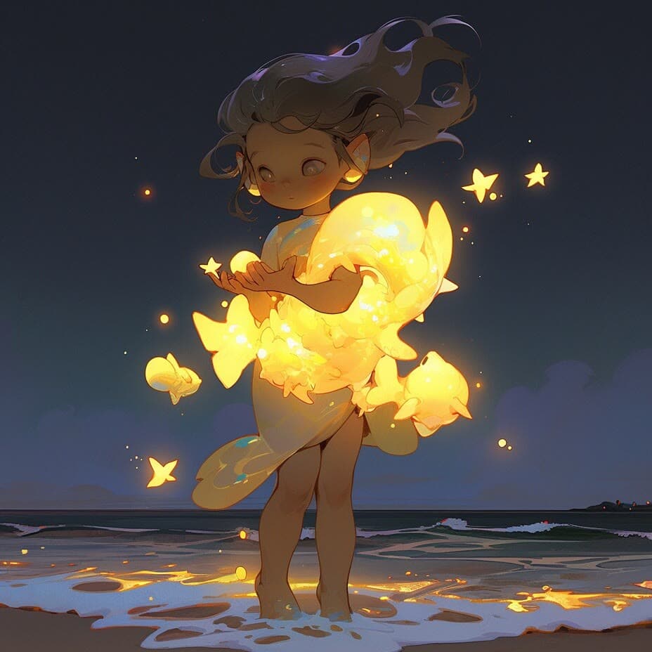 捧着星星的二次元女孩图片 星星头像女生版唯美治愈_17