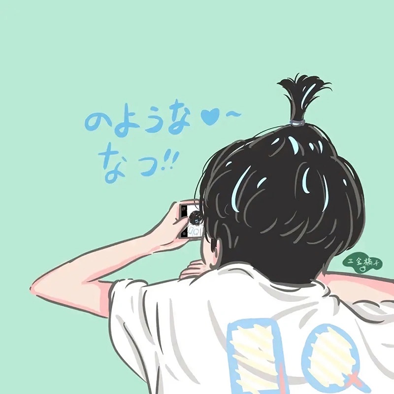 小男孩小女孩埋头吃西瓜的情头图片_10