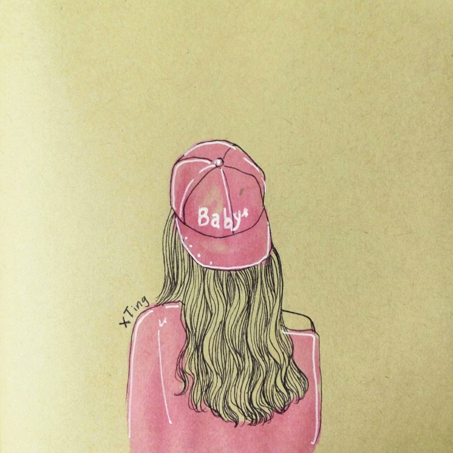 女生背影彩色素描头像图片 女孩素描简单漂亮背影_5