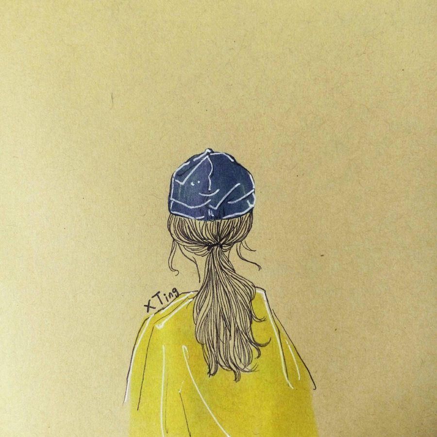 女生背影彩色素描头像图片 女孩素描简单漂亮背影_9