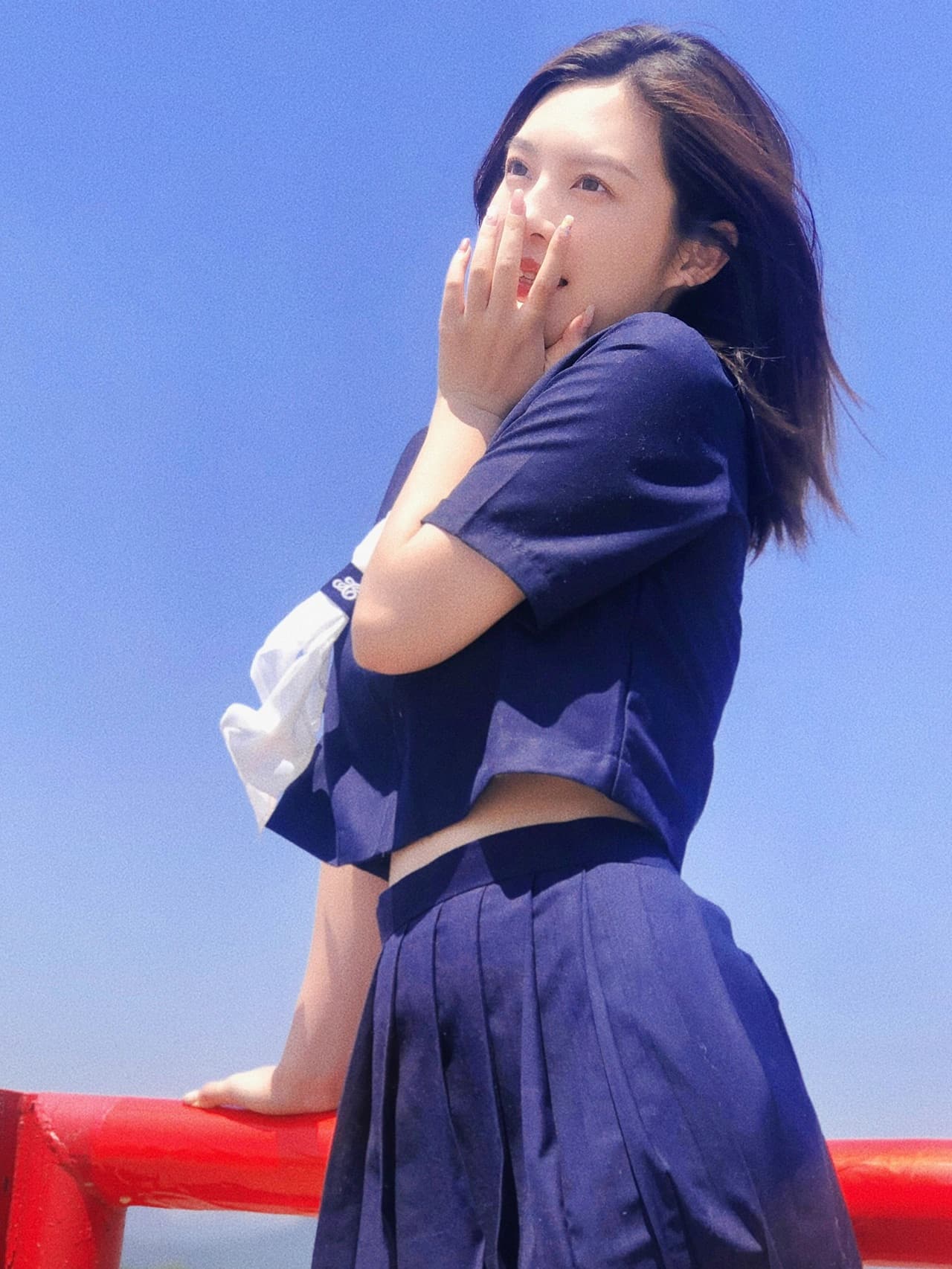 大学美女老师北江大堤日系氛围感写真图片_4