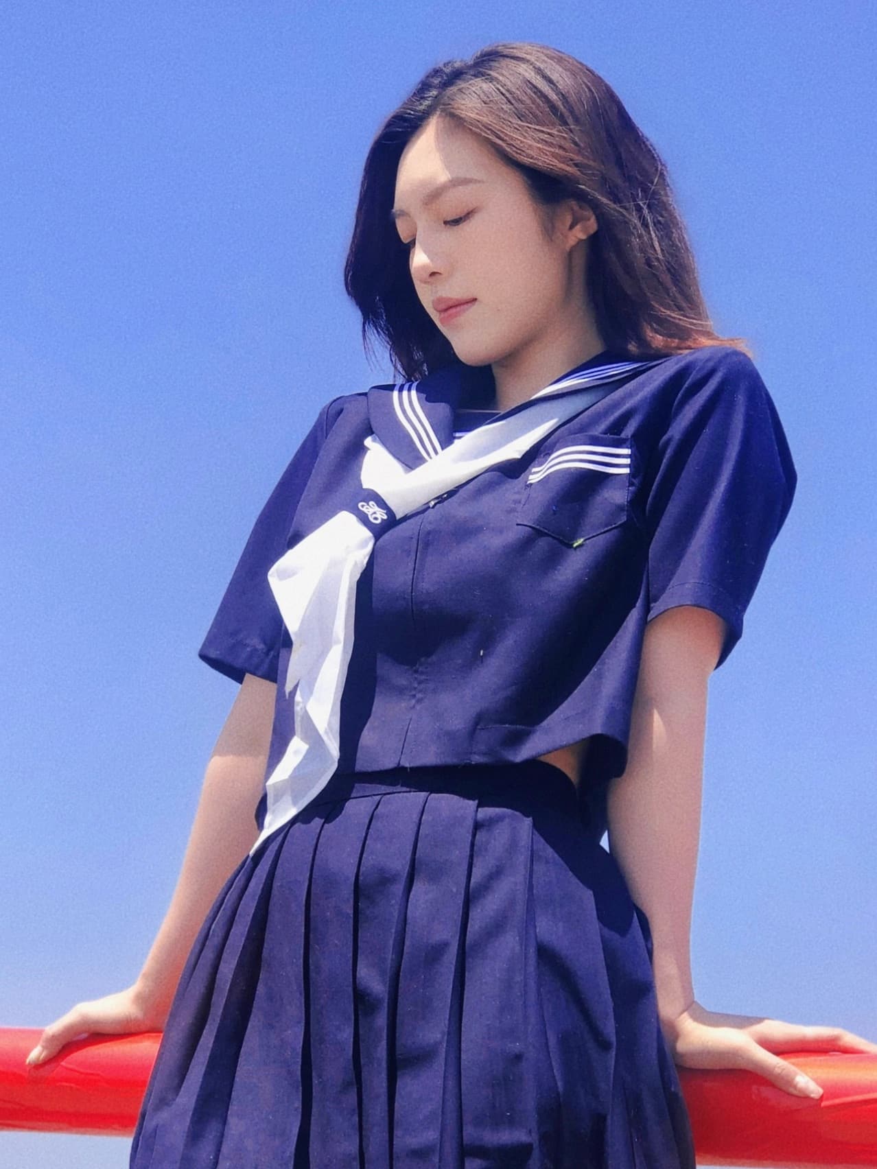大学美女老师北江大堤日系氛围感写真图片_7
