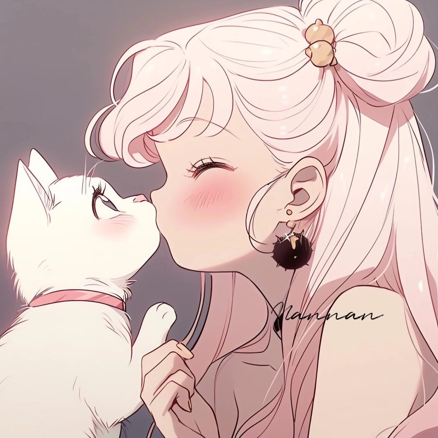 美少女战士抱着猫的头像黑猫白猫 图片 Ai生成_2