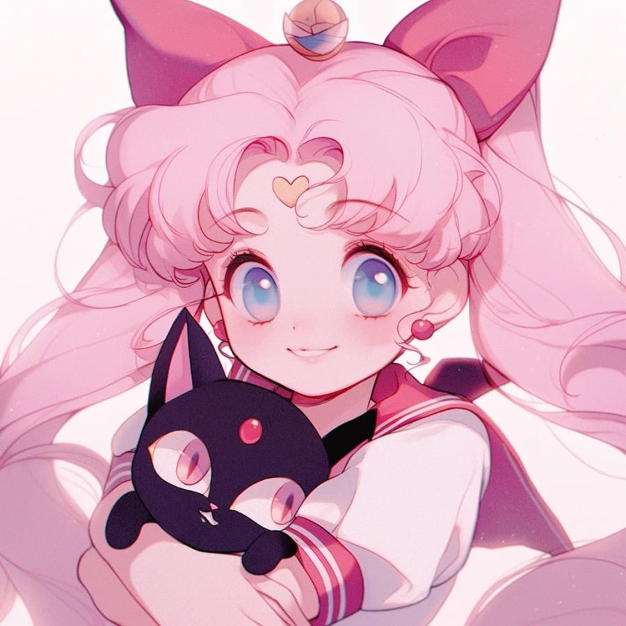 美少女战士抱着猫的头像黑猫白猫 图片 Ai生成_10