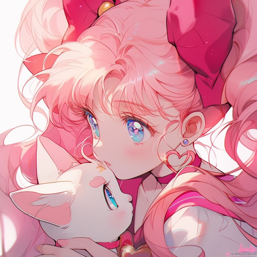 美少女战士抱着猫的头像黑猫白猫 图片 Ai生成_21