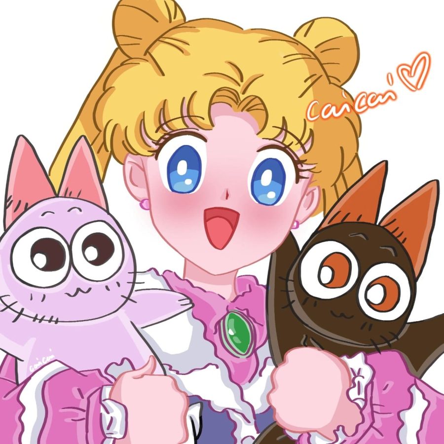 美少女战士抱着猫的头像黑猫白猫 图片 Ai生成_27