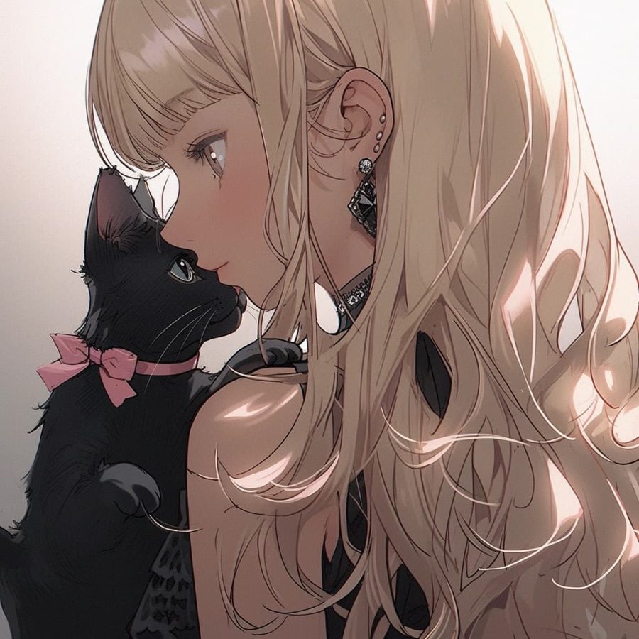 美少女战士抱着猫的头像黑猫白猫 图片 Ai生成_28