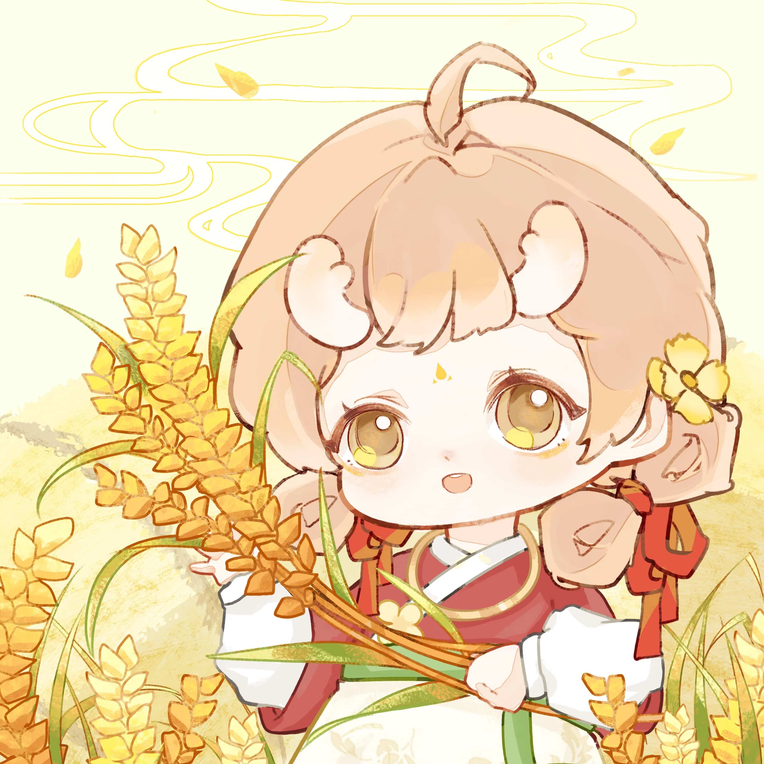 二十四节气今日芒种AI绘画可爱女孩头像_1