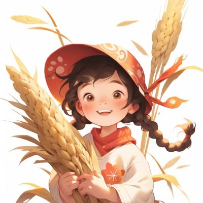 二十四节气今日芒种AI绘画可爱女孩头像