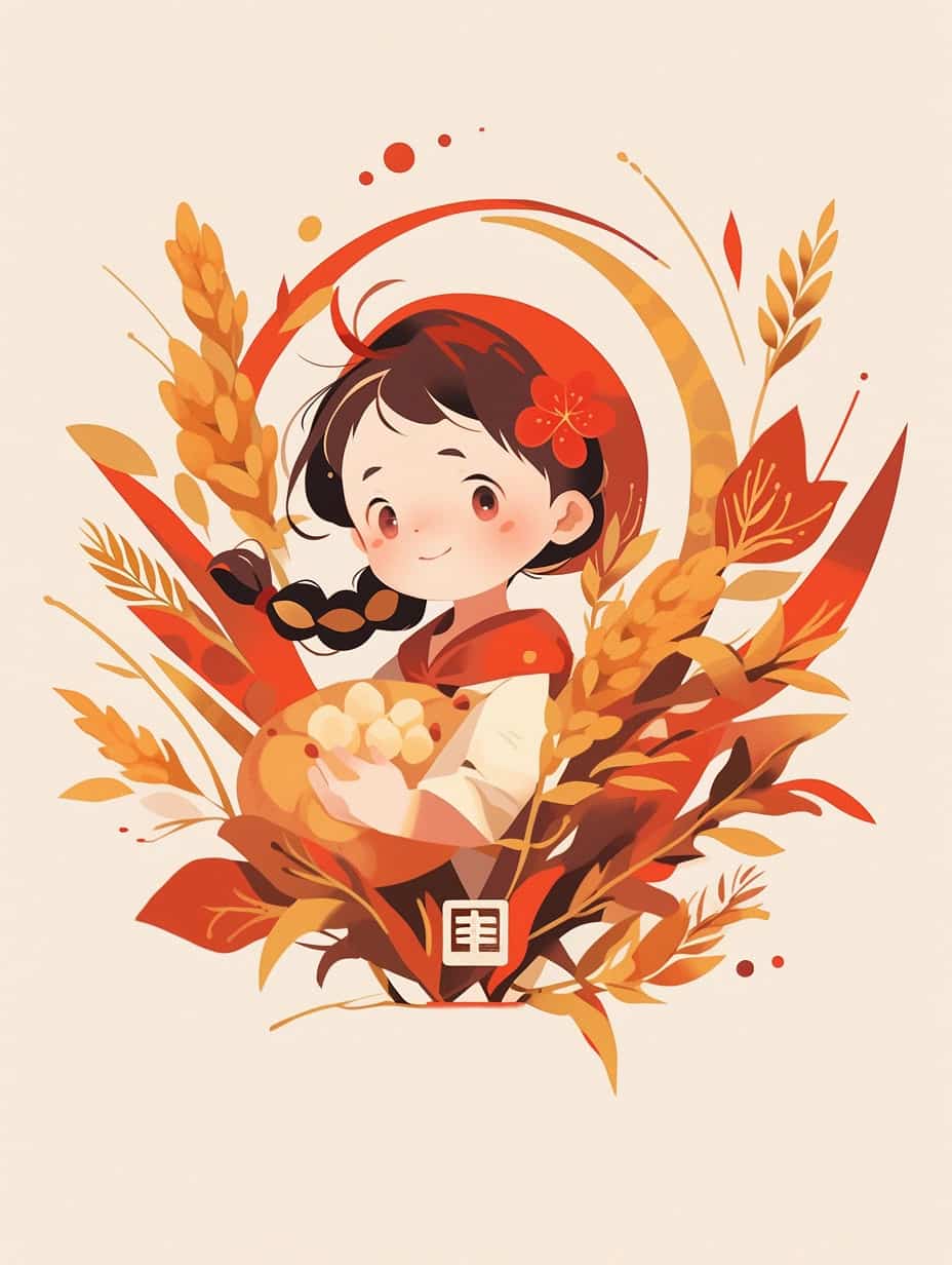 二十四节气今日芒种AI绘画可爱女孩头像_10