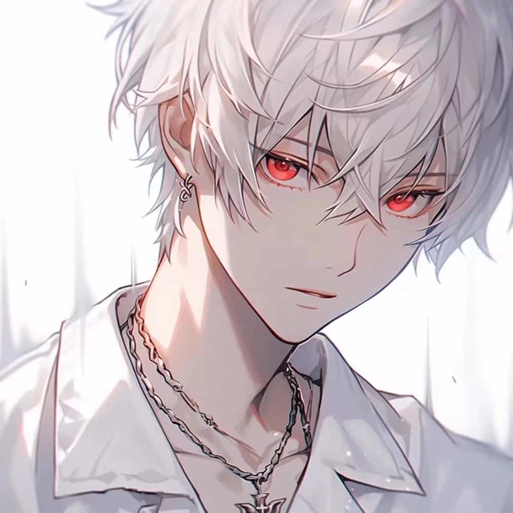 白发二次元少男少女情侣头像 AI绘画超甜动漫情头_1