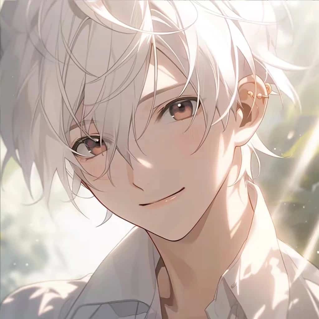 白发二次元少男少女情侣头像 AI绘画超甜动漫情头_2