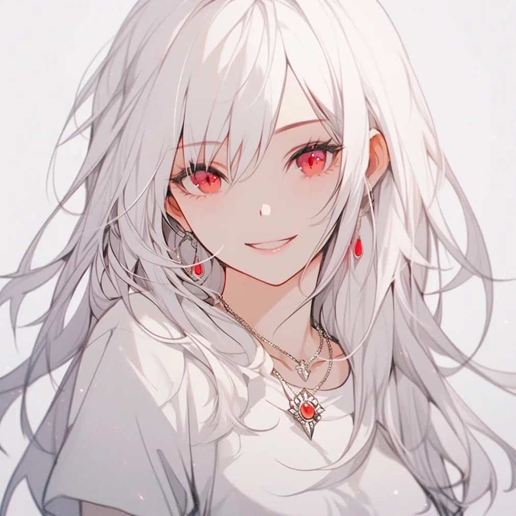 白发二次元少男少女情侣头像 AI绘画超甜动漫情头_5