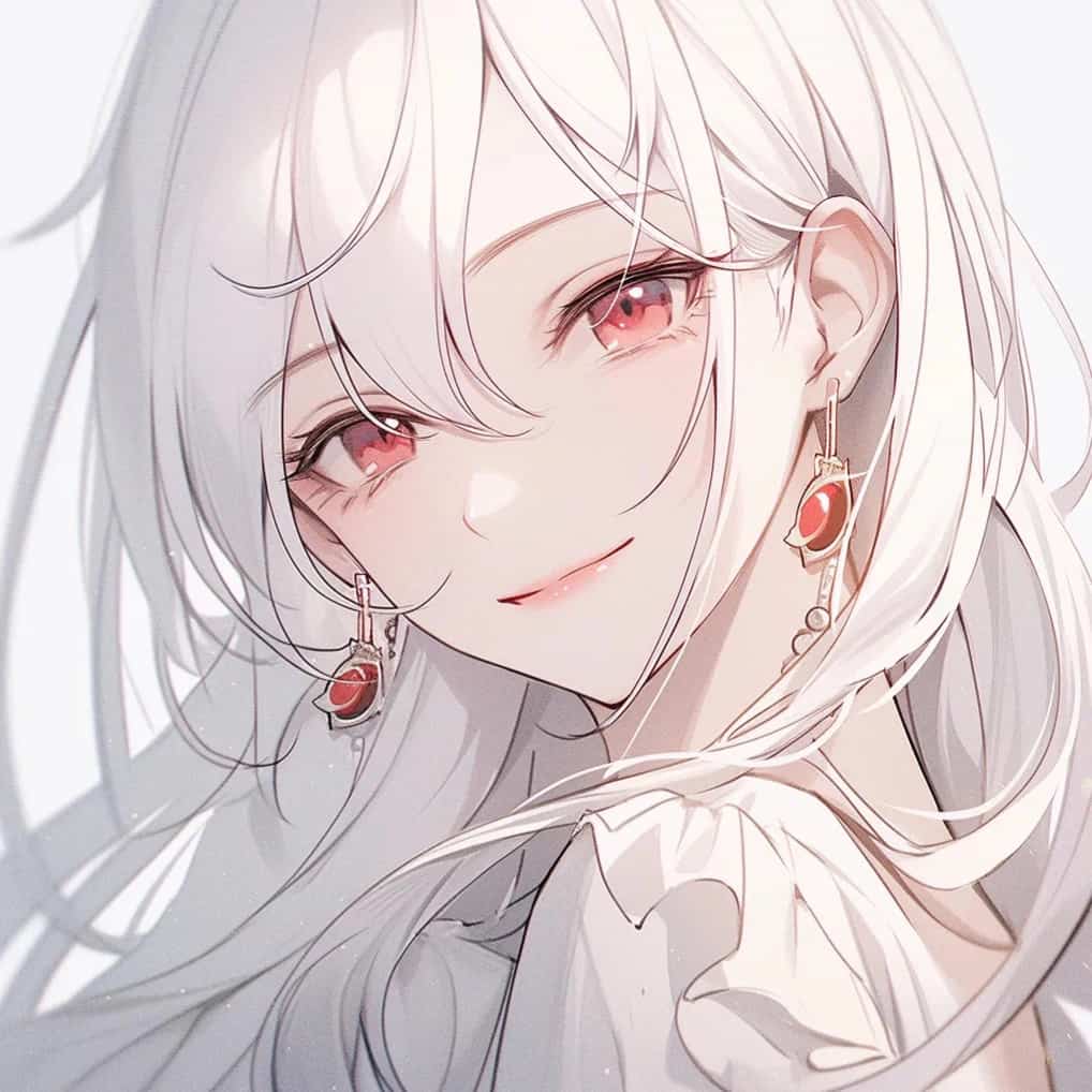 白发二次元少男少女情侣头像 AI绘画超甜动漫情头_6