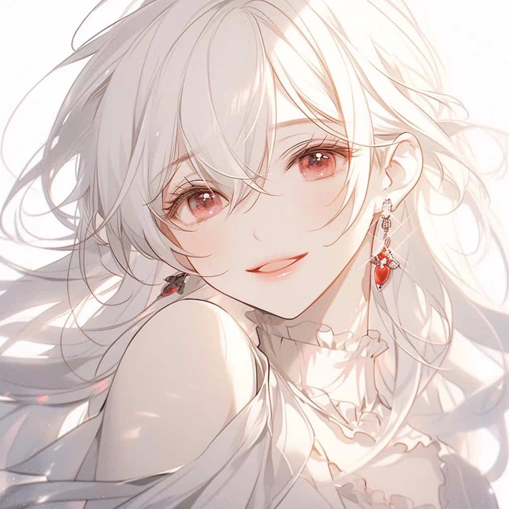 白发二次元少男少女情侣头像 AI绘画超甜动漫情头_7
