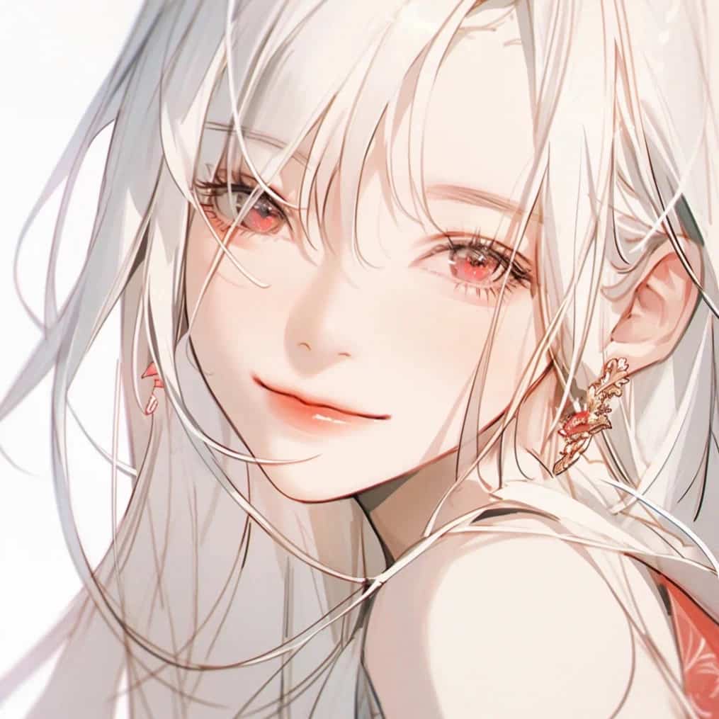 白发二次元少男少女情侣头像 AI绘画超甜动漫情头_8