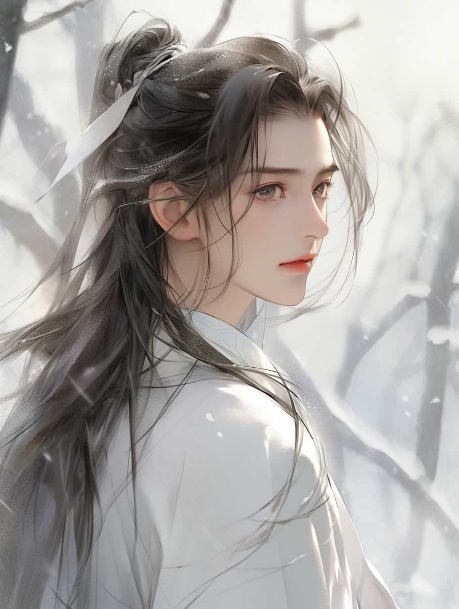 古风水墨系列长发气质男神头像 AI绘画清冷破碎感师尊_5